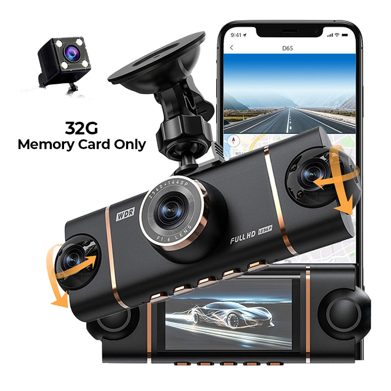 🏆65% Off🔥🚗4-Channel HD Dashcam with Front Interior Rear Recording