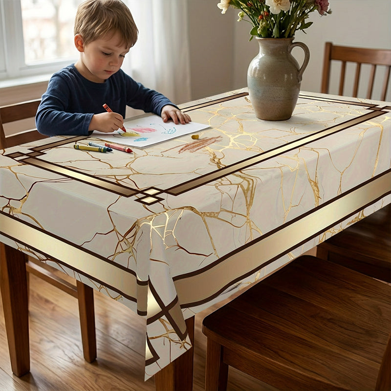 ⏳Time-Limited Special! ⏰ Waterproof Marble-Print Tablecloth – Elegant, Spill-Resistant & Easy-Clean for Indoor/Outdoor Dining! 🍽️✨