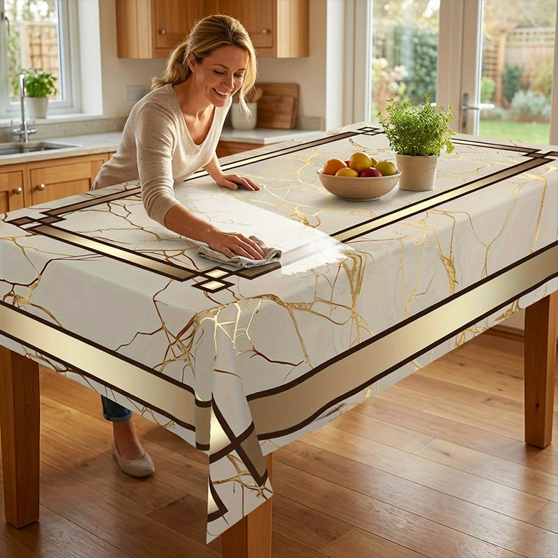 ⏳Time-Limited Special! ⏰ Waterproof Marble-Print Tablecloth – Elegant, Spill-Resistant & Easy-Clean for Indoor/Outdoor Dining! 🍽️✨