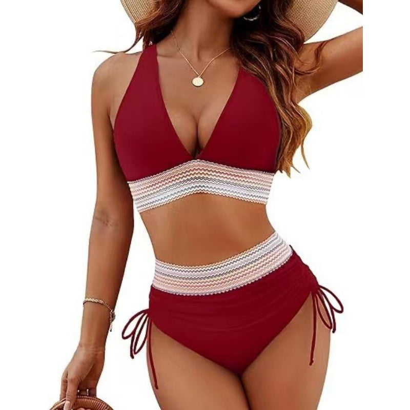 🩱 60% OFF NOW! ✨ V-Neck Patchwork Bikini Set – Flattering Fit, Unique Design & Perfect for Summer Vibes 🏖️