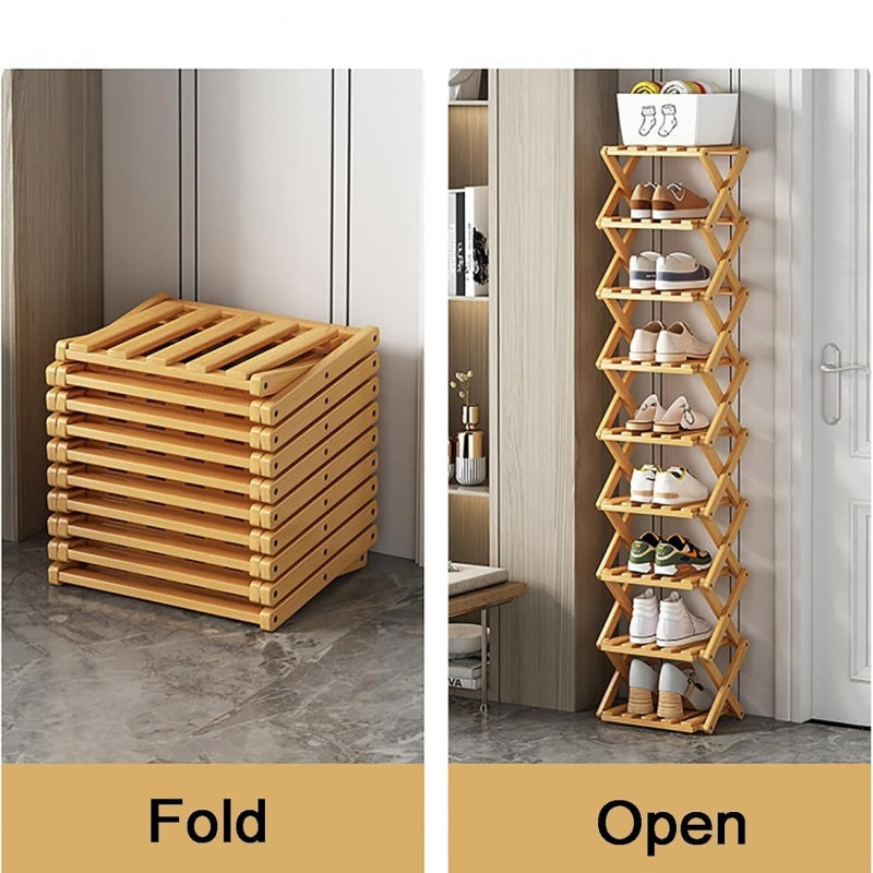 👞 50% OFF! ✨ Foldable Bamboo Shoe Rack – Heavy-Duty Free-Standing Organizer – 100% Natural Alpine Bamboo, Tool-Free 5-Second Scissor Fold Setup, Sturdy High-Load X-Structure & Ultra-Compact Flat Storage – 2-10 Tiers 2 Colors 🌿