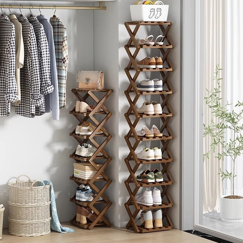 👞 50% OFF! ✨ Foldable Bamboo Shoe Rack – Heavy-Duty Free-Standing Organizer – 100% Natural Alpine Bamboo, Tool-Free 5-Second Scissor Fold Setup, Sturdy High-Load X-Structure & Ultra-Compact Flat Storage – 2-10 Tiers 2 Colors 🌿