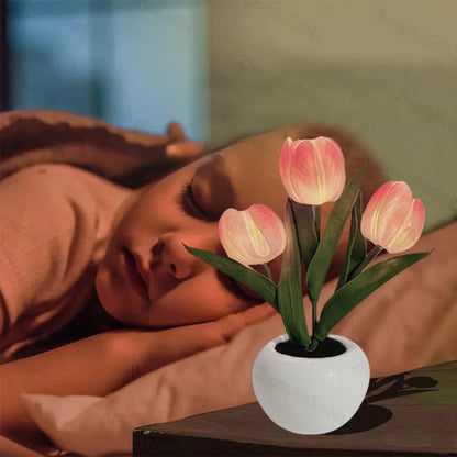 🔥LED Tulip Night Light Flower Table Lamp🌷✨