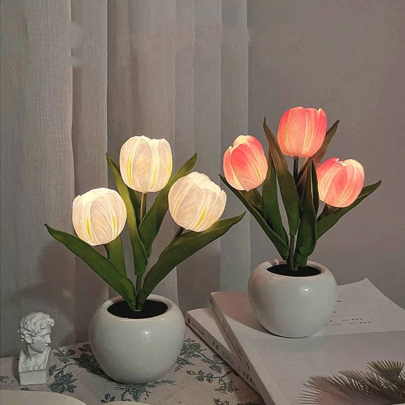 🔥LED Tulip Night Light Flower Table Lamp🌷✨