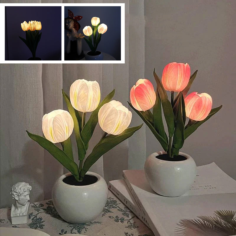 🔥LED Tulip Night Light Flower Table Lamp🌷✨