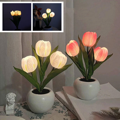 🔥LED Tulip Night Light Flower Table Lamp🌷✨