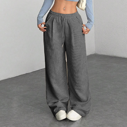 👖✨ 60% OFF! Casual Loose Fit Corduroy Trousers for Women – Wide-Leg, Adjustable Waist & Wrinkle-Resistant Retro Style