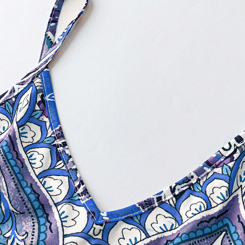 🎁2026 New Arrivals 50% OFF💥Women’s Retro Print V-Neck Sleeveless Maxi Dress