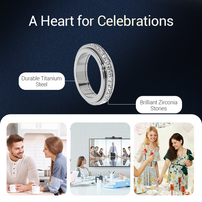 📢📢55%  OFF !! ⏰Titanium Steel Rotatable Spinner Ring with Zirconia