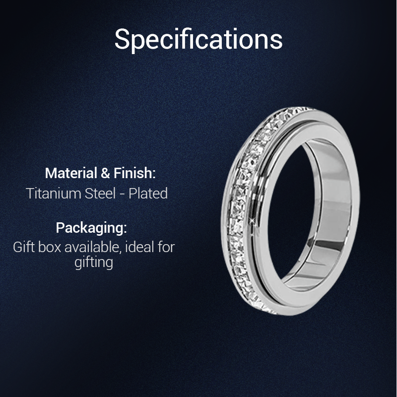 📢📢55%  OFF !! ⏰Titanium Steel Rotatable Spinner Ring with Zirconia