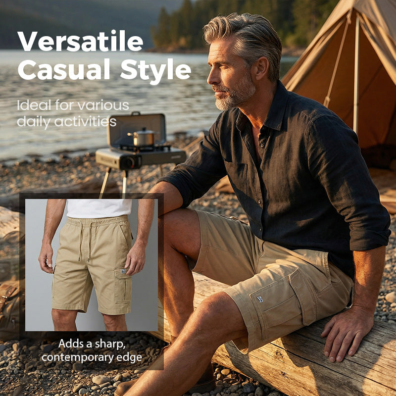 ⏳Time-Limited Special⏰Men's Drawstring Cargo Shorts – Lightweight, Multi-Pocket, Casual Comfort 🍂