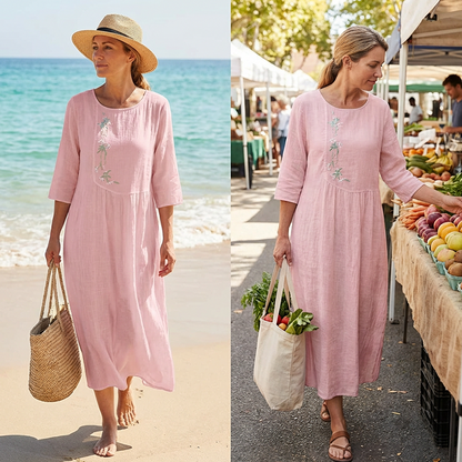 🪡 Boho Dream Vibes | 2026 New Embroidered Loose Dress | Effortless Style for Coffee Dates 🧵【Just Dropped】