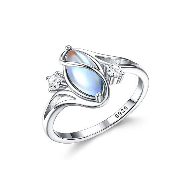 🎉 LIMITED TIME 50% OFF! 💍 Geometric Oval Ring with Zirconia Accents – Moonstone Center, Sparkling Details & Versatile Elegance ✨