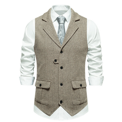 💎 50% OFF! 💎 Men's Classic Herringbone Tweed Suit Vest – Vintage Texture, Adjustable Fit & Premium Cotton Blend 👔🧥