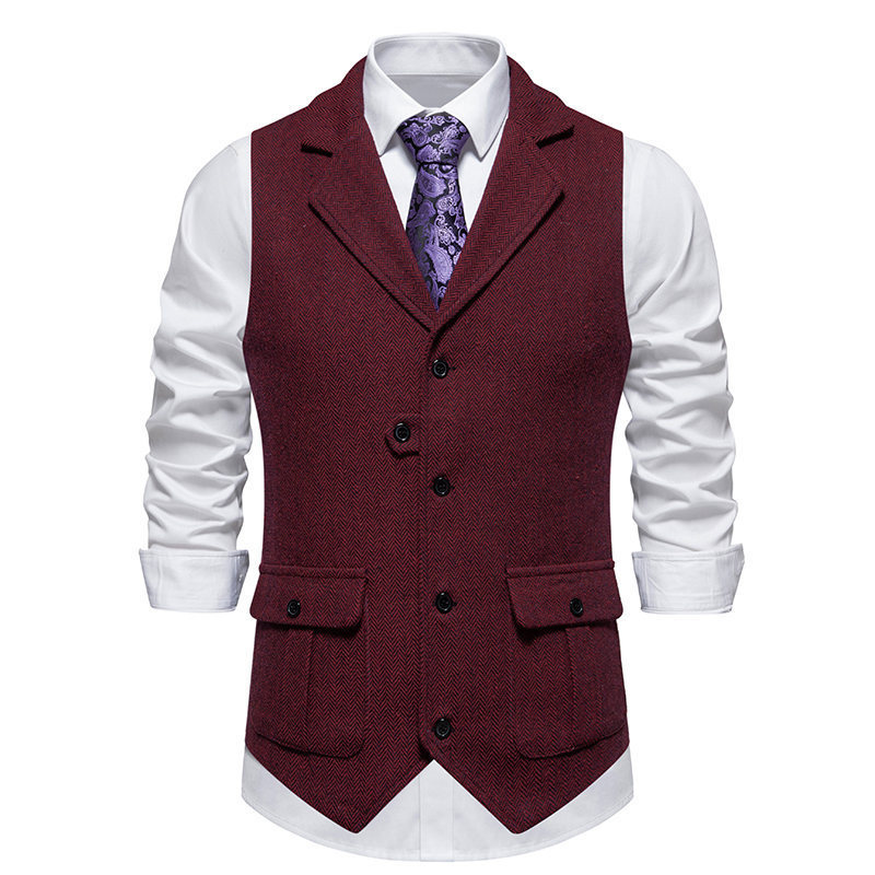 💎 50% OFF! 💎 Men's Classic Herringbone Tweed Suit Vest – Vintage Texture, Adjustable Fit & Premium Cotton Blend 👔🧥