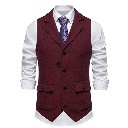 💎 50% OFF! 💎 Men's Classic Herringbone Tweed Suit Vest – Vintage Texture, Adjustable Fit & Premium Cotton Blend 👔🧥