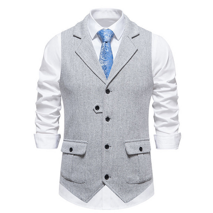 💎 50% OFF! 💎 Men's Classic Herringbone Tweed Suit Vest – Vintage Texture, Adjustable Fit & Premium Cotton Blend 👔🧥