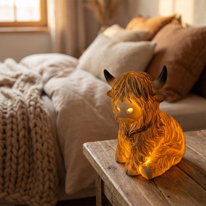 💎 50% OFF! 💎 Cute Highland Cow Night Light – Handcrafted Resin, Warm Amber Glow & Rustic Farmhouse Charm (2 Sizes) 🐄🌙