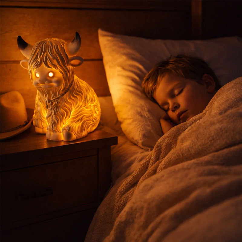 💎 50% OFF! 💎 Cute Highland Cow Night Light – Handcrafted Resin, Warm Amber Glow & Rustic Farmhouse Charm (2 Sizes) 🐄🌙