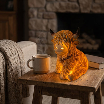 💎 50% OFF! 💎 Cute Highland Cow Night Light – Handcrafted Resin, Warm Amber Glow & Rustic Farmhouse Charm (2 Sizes) 🐄🌙