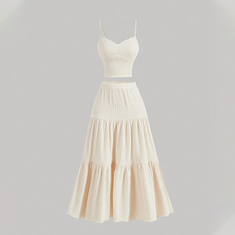 📢📢50% OFF !!!⏰High Waist A-Line Skirt and Cami Top Set