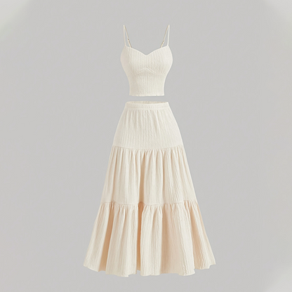 📢📢50% OFF !!!⏰High Waist A-Line Skirt and Cami Top Set