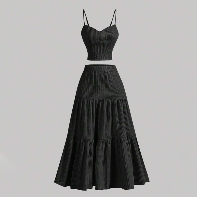 📢📢50% OFF !!!⏰High Waist A-Line Skirt and Cami Top Set