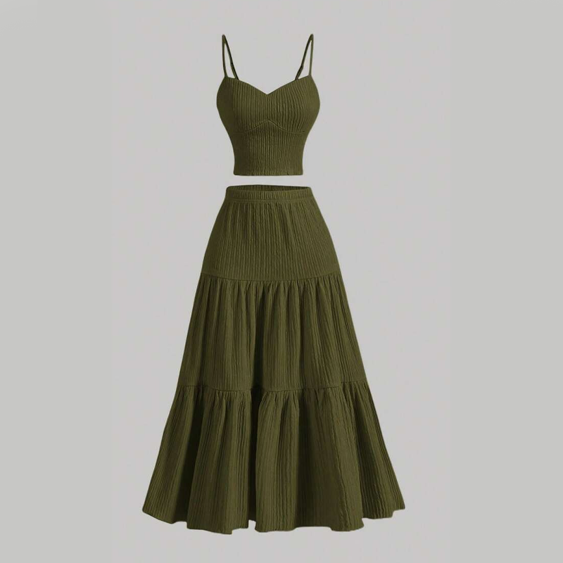 📢📢50% OFF !!!⏰High Waist A-Line Skirt and Cami Top Set