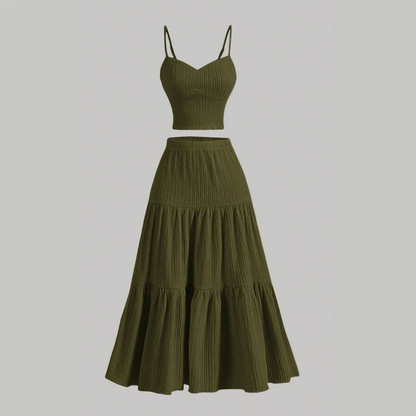 📢📢50% OFF !!!⏰High Waist A-Line Skirt and Cami Top Set