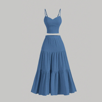📢📢50% OFF !!!⏰High Waist A-Line Skirt and Cami Top Set