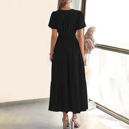 💎 50% OFF! 👗 Women's Boho Smocked Maxi Dress – Flowy Tiered Skirt, V-Neck & Breathable Fabric 🌿