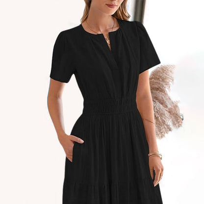 💎 50% OFF! 👗 Women's Boho Smocked Maxi Dress – Flowy Tiered Skirt, V-Neck & Breathable Fabric 🌿