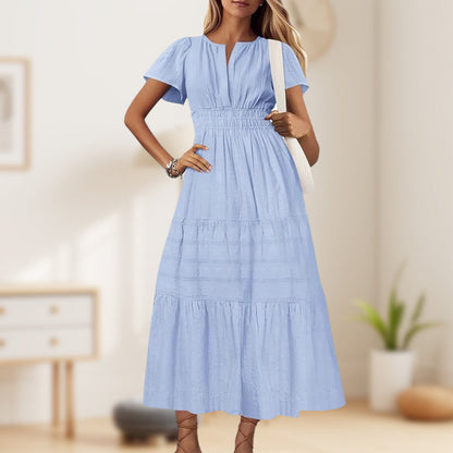 💎 50% OFF! 👗 Women's Boho Smocked Maxi Dress – Flowy Tiered Skirt, V-Neck & Breathable Fabric 🌿
