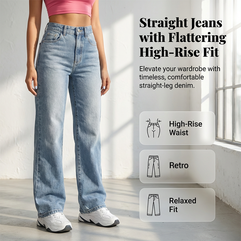 👖50% OFF NOW! 🔥 Women's High-Waisted Straight Leg Denim Jeans – Flattering Fit, Comfortable Stretch & Versatile Everyday Style ✨