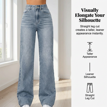👖50% OFF NOW! 🔥 Women's High-Waisted Straight Leg Denim Jeans – Flattering Fit, Comfortable Stretch & Versatile Everyday Style ✨