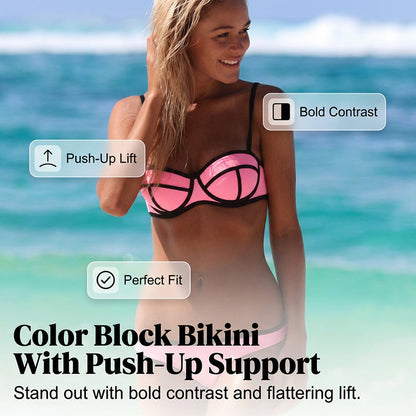 📢📢50% OFF ⏰Ladies Sexy Color Block Bikini Set