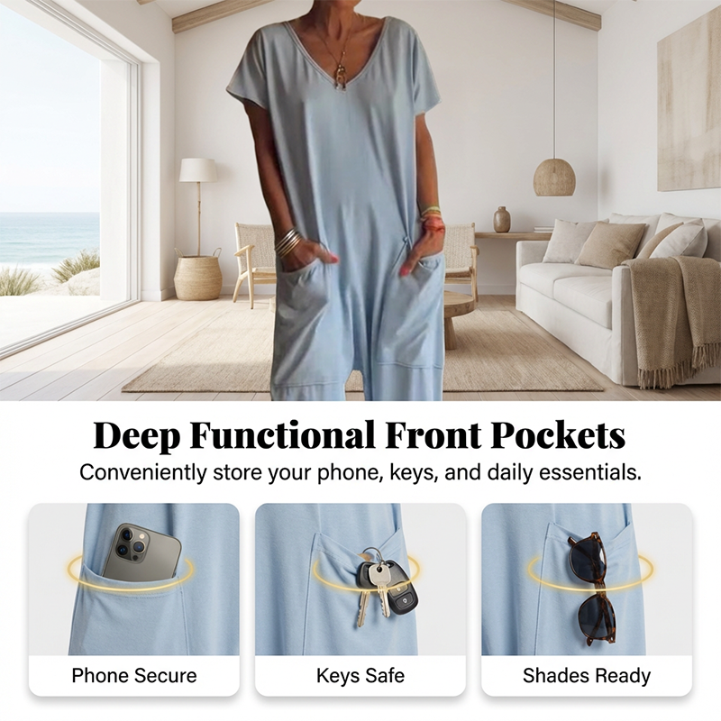 ❣️New Arrival❣️Women's Oversized V-Neck Casual Jumpsuit