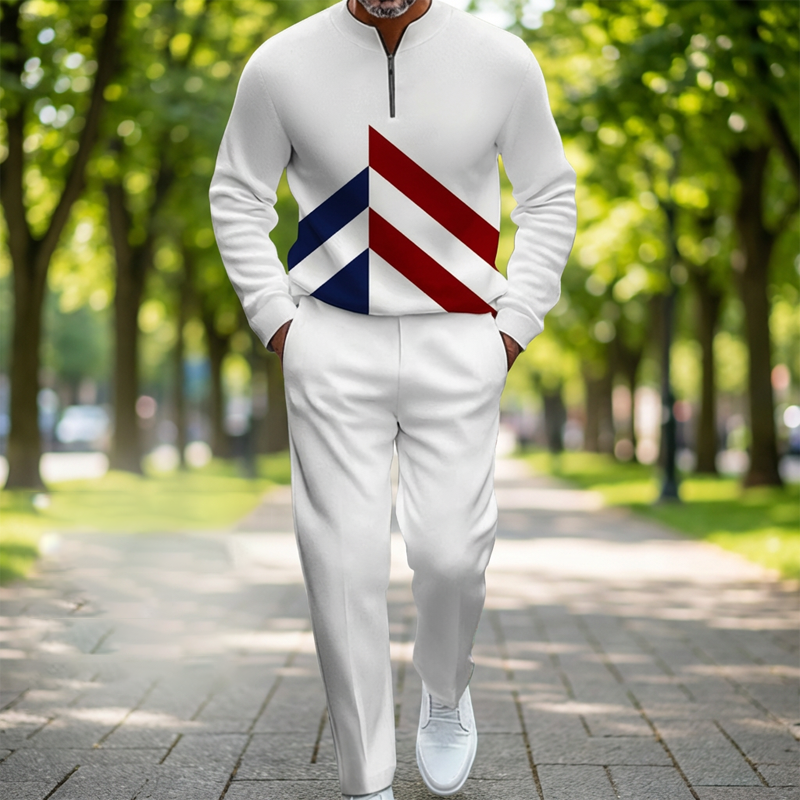 💎 -50% ON MEN'S COLOR-BLOCK TRACKSUIT! 💎 Modern Half-Zip Set, Breathable Polyester & Relaxed Fit for Style and Comfort ✨