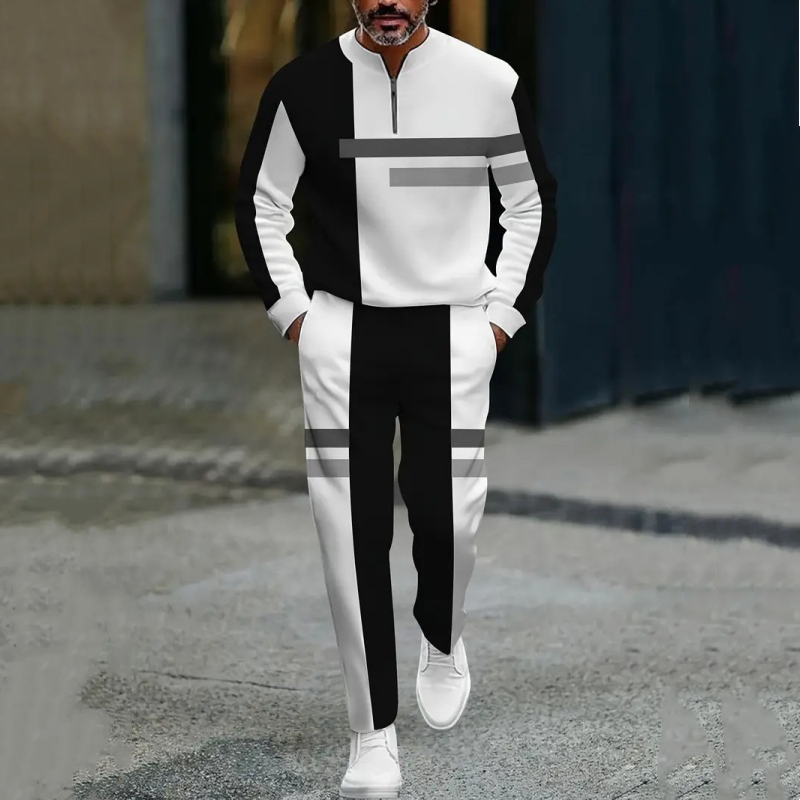 💎 -50% ON MEN'S COLOR-BLOCK TRACKSUIT! 💎 Modern Half-Zip Set, Breathable Polyester & Relaxed Fit for Style and Comfort ✨