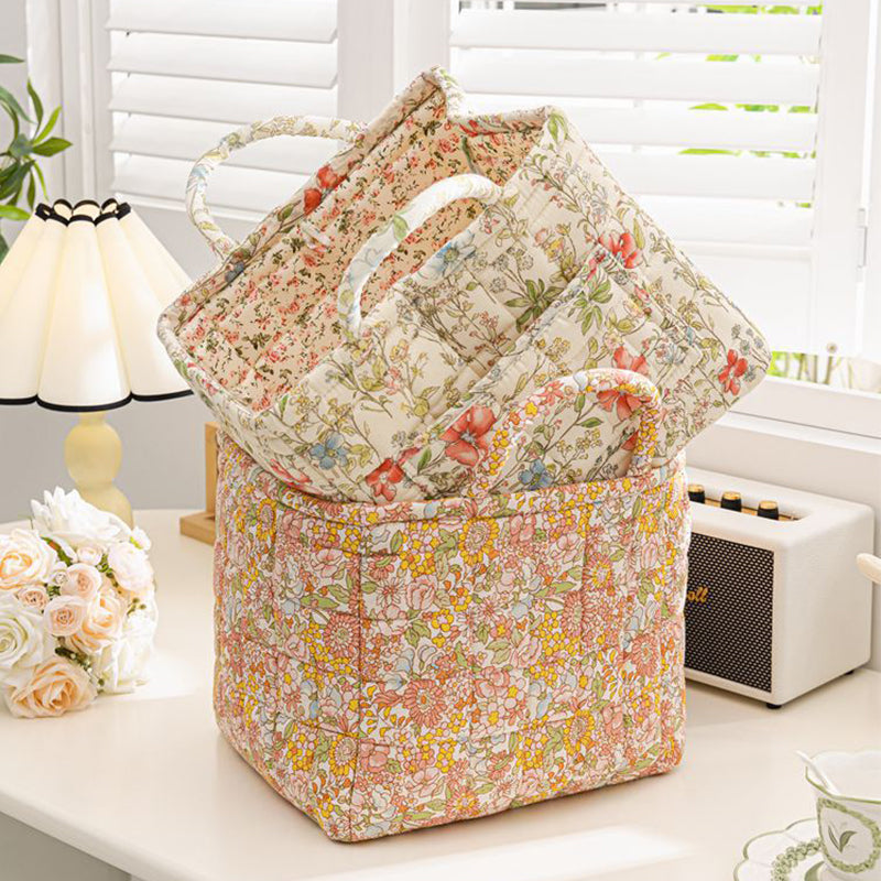 🌸 LIMITED-TIME 50% OFF! 🧺 Portable Floral Fabric Storage Basket – Vintage Design, Foldable & Large Capacity 🎀