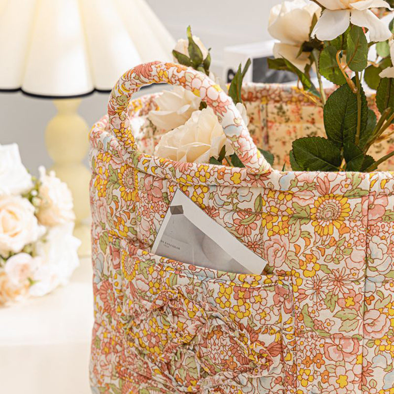 🌸 LIMITED-TIME 50% OFF! 🧺 Portable Floral Fabric Storage Basket – Vintage Design, Foldable & Large Capacity 🎀