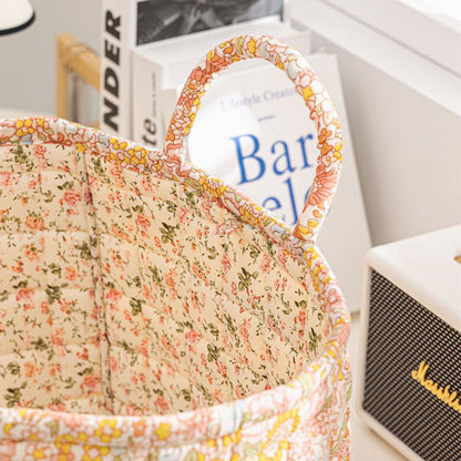 🌸 LIMITED-TIME 50% OFF! 🧺 Portable Floral Fabric Storage Basket – Vintage Design, Foldable & Large Capacity 🎀