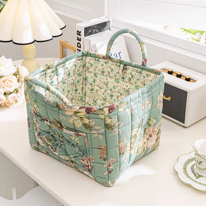 🌸 LIMITED-TIME 50% OFF! 🧺 Portable Floral Fabric Storage Basket – Vintage Design, Foldable & Large Capacity 🎀