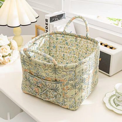 🌸 LIMITED-TIME 50% OFF! 🧺 Portable Floral Fabric Storage Basket – Vintage Design, Foldable & Large Capacity 🎀