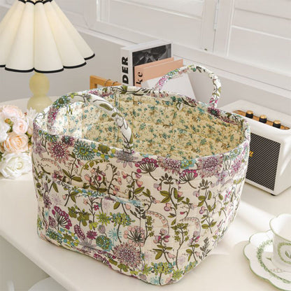 🌸 LIMITED-TIME 50% OFF! 🧺 Portable Floral Fabric Storage Basket – Vintage Design, Foldable & Large Capacity 🎀