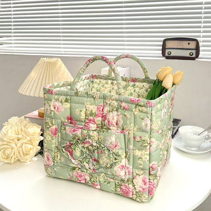 🌸 LIMITED-TIME 50% OFF! 🧺 Portable Floral Fabric Storage Basket – Vintage Design, Foldable & Large Capacity 🎀