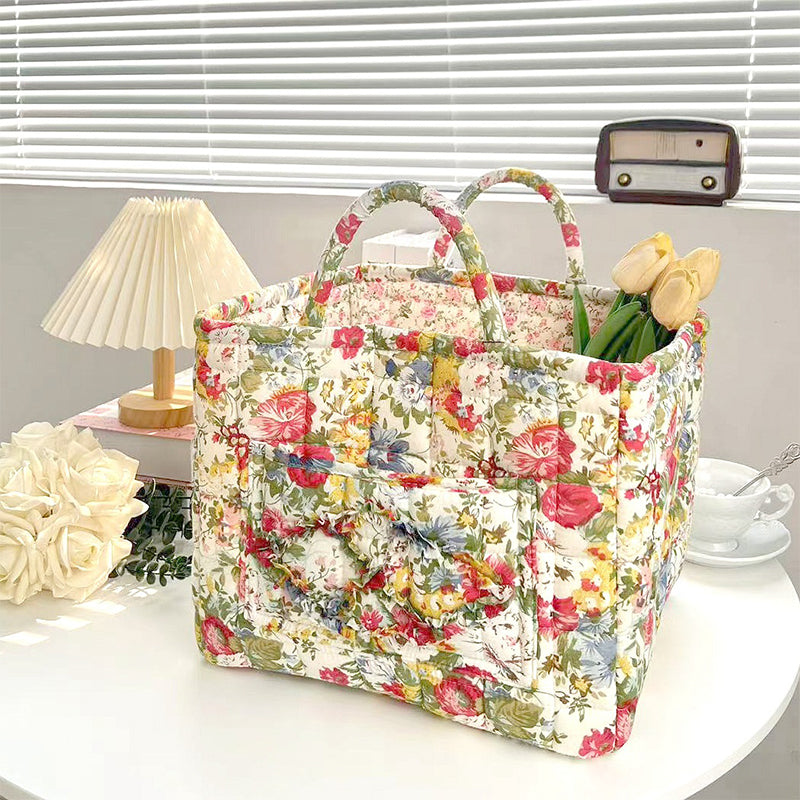 🌸 LIMITED-TIME 50% OFF! 🧺 Portable Floral Fabric Storage Basket – Vintage Design, Foldable & Large Capacity 🎀