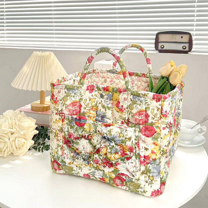 🌸 LIMITED-TIME 50% OFF! 🧺 Portable Floral Fabric Storage Basket – Vintage Design, Foldable & Large Capacity 🎀