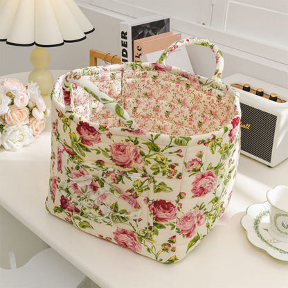 🌸 LIMITED-TIME 50% OFF! 🧺 Portable Floral Fabric Storage Basket – Vintage Design, Foldable & Large Capacity 🎀