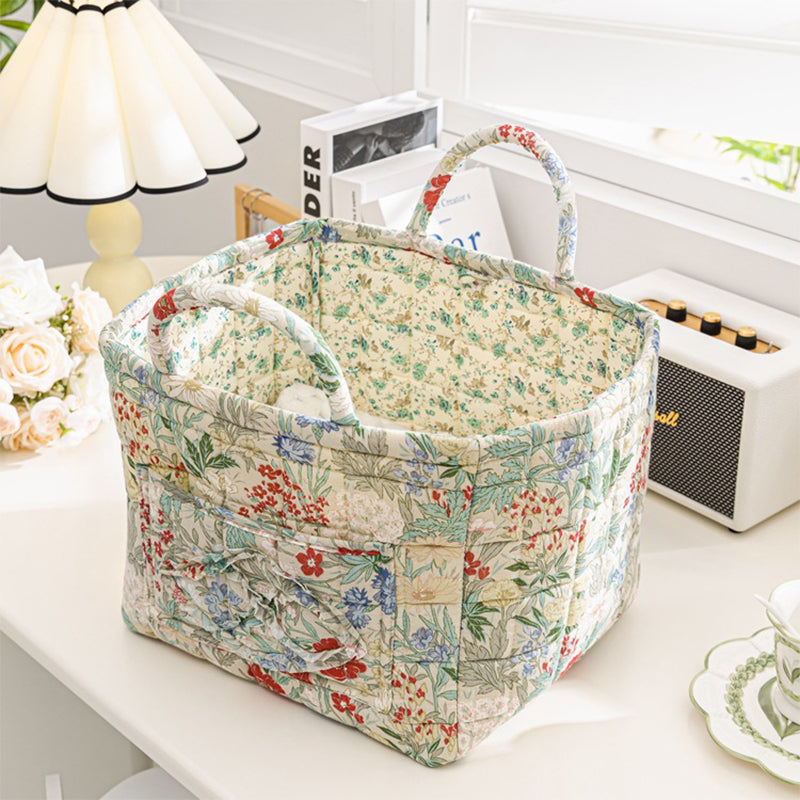 🌸 LIMITED-TIME 50% OFF! 🧺 Portable Floral Fabric Storage Basket – Vintage Design, Foldable & Large Capacity 🎀